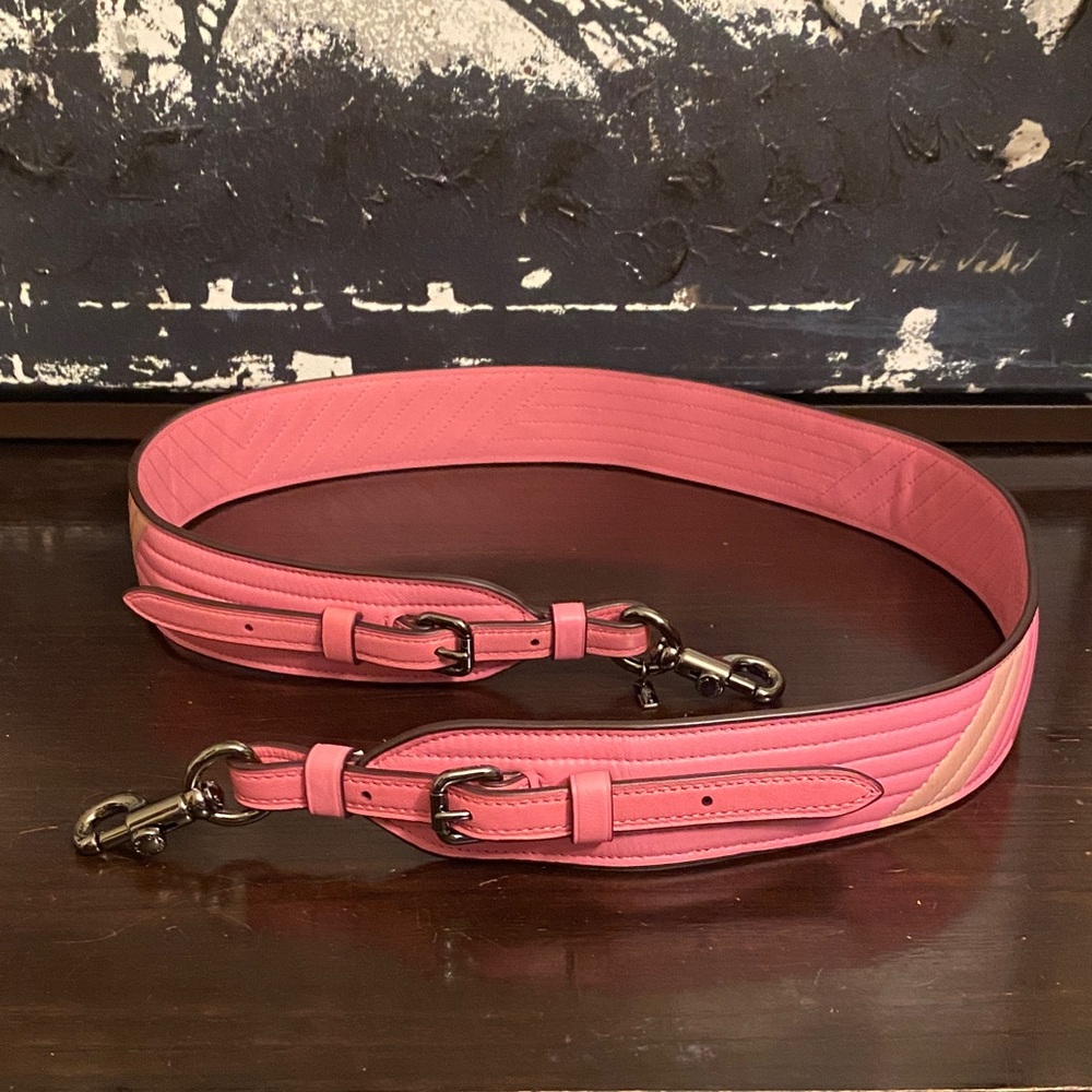 Authentic Coach Pink Leather With Detailing Bag Strap